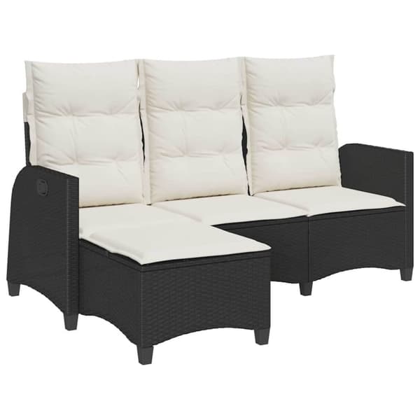 vidaXL loungestol med hynder og lænefunktion L-formet polyrattan sort