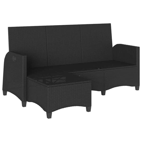 vidaXL loungestol med hynder og lænefunktion L-formet polyrattan sort
