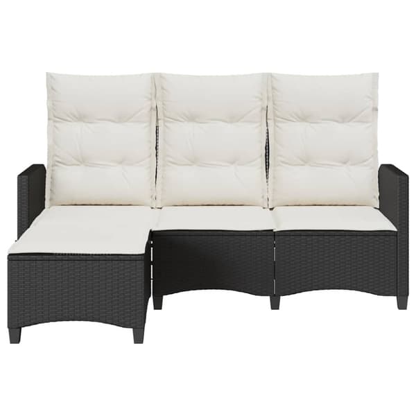 vidaXL loungestol med hynder og lænefunktion L-formet polyrattan sort