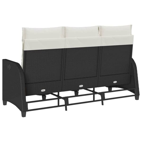 vidaXL loungestol med hynder og lænefunktion L-formet polyrattan sort