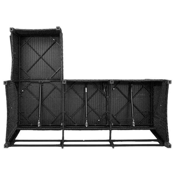 vidaXL loungestol med hynder og lænefunktion L-formet polyrattan sort
