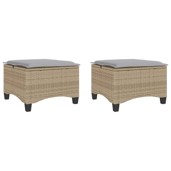 vidaXL haveskamler 2 stk. med hynder 55x55x36 cm polyrattan beige