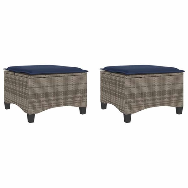 vidaXL havestole med hynder 2 stk. 55x55x36 cm polyrattan grå