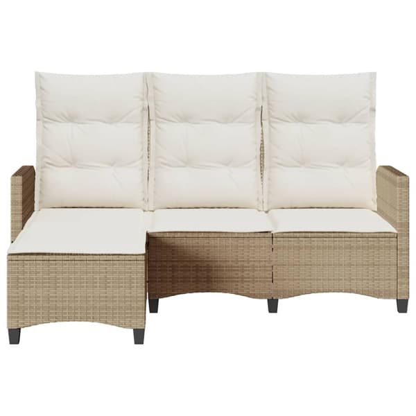 vidaXL loungestol med hynder og lænefunktion L-formet polyrattan beige