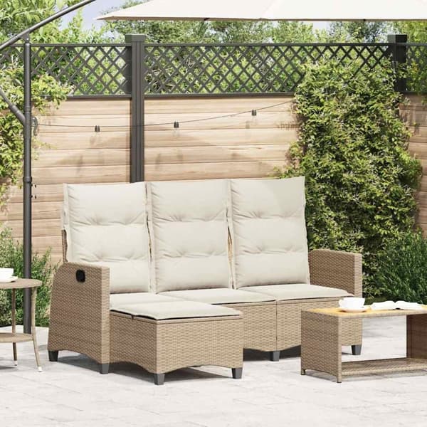 vidaXL loungestol med hynder og lænefunktion L-formet polyrattan beige