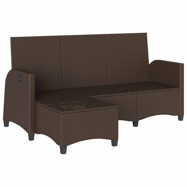 vidaXL loungestol med hynder og lænefunktion L-formet polyrattan brun