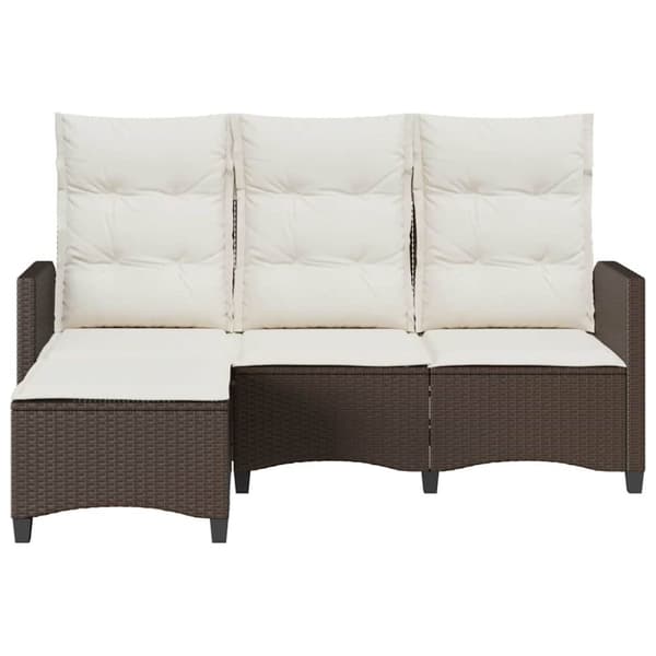 vidaXL loungestol med hynder og lænefunktion L-formet polyrattan brun