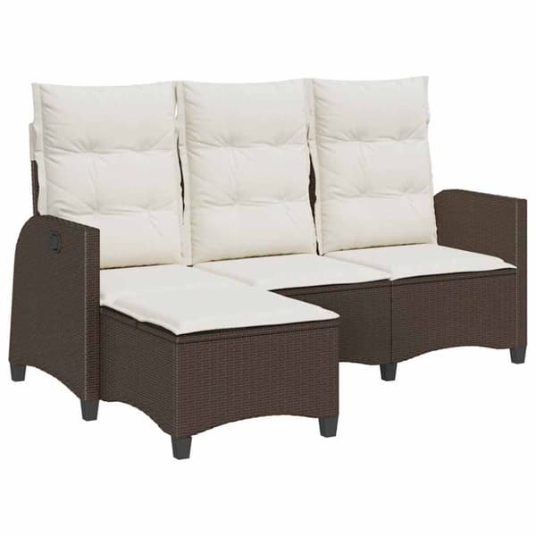 vidaXL loungestol med hynder og lænefunktion L-formet polyrattan brun