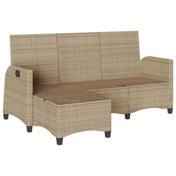 vidaXL loungestol med hynder og lænefunktion L-formet polyrattan beige