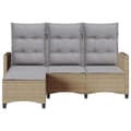 Miniatyrbillede 6 af 11: vidaXL loungestol med hynder og lænefunktion L-formet polyrattan beige