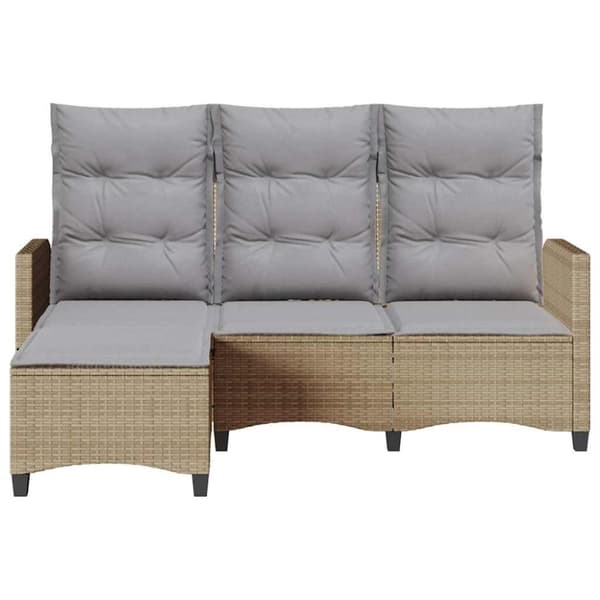 vidaXL loungestol med hynder og lænefunktion L-formet polyrattan beige