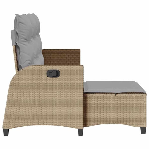 vidaXL loungestol med hynder og lænefunktion L-formet polyrattan beige