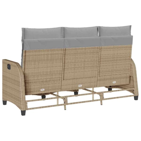 vidaXL loungestol med hynder og lænefunktion L-formet polyrattan beige