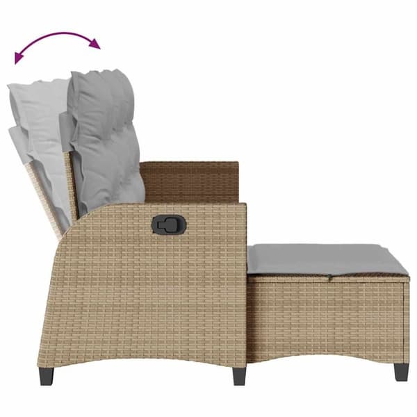 vidaXL loungestol med hynder og lænefunktion L-formet polyrattan beige
