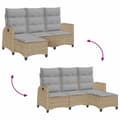 Miniatyrbillede 10 af 11: vidaXL loungestol med hynder og lænefunktion L-formet polyrattan beige