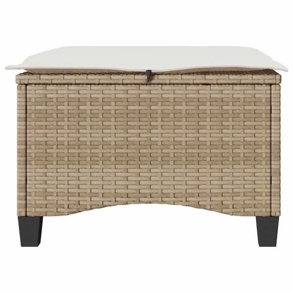 vidaXL Trädgårdspallar med dynor 2 st, beige 55x55x36 cm konstrotting
