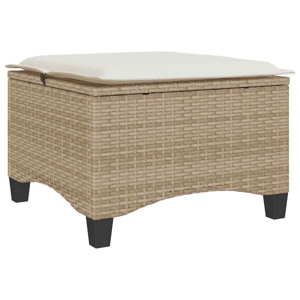 vidaXL Trädgårdspallar med dynor 2 st, beige 55x55x36 cm konstrotting