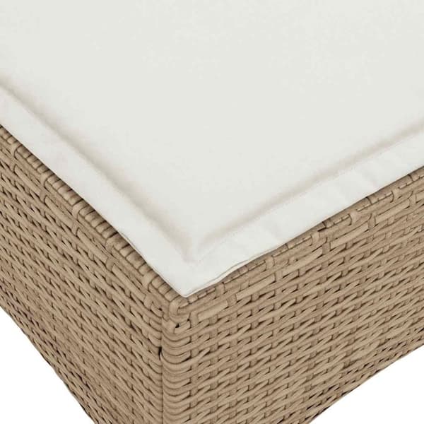 vidaXL Trädgårdspallar med dynor 2 st, beige 55x55x36 cm konstrotting