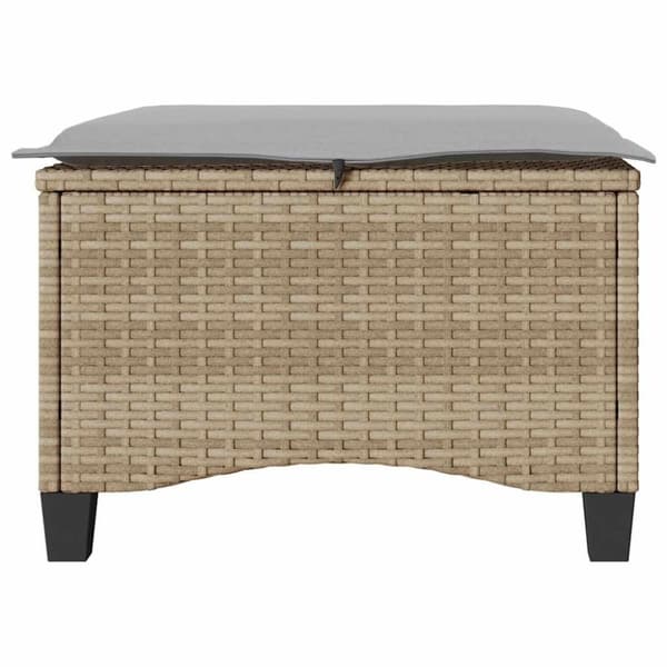 vidaXL Trädgårdspallar med dynor 2 st, beige 55x55x36 cm konstrotting