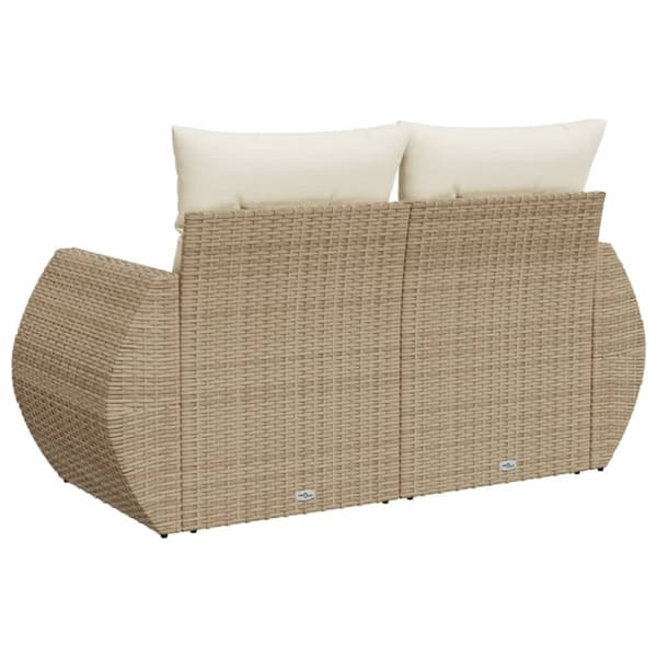 Trädgårdssoffa 2-sits med dynor konstrotting beige