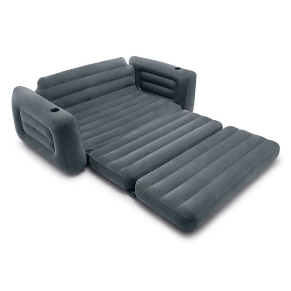 INTEX 66552 Dubbel 2-sits uppblåsbar bäddsoffa 203x224x66 - Grå - Plast - Harts - Tyg