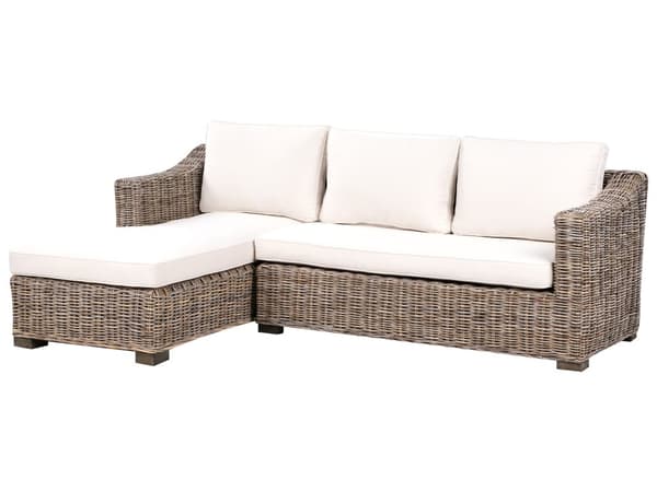 Hagesofa Naturlig Rotting 3 Seter Vevd Flettet Kurvsofa Tradisjonell Stil