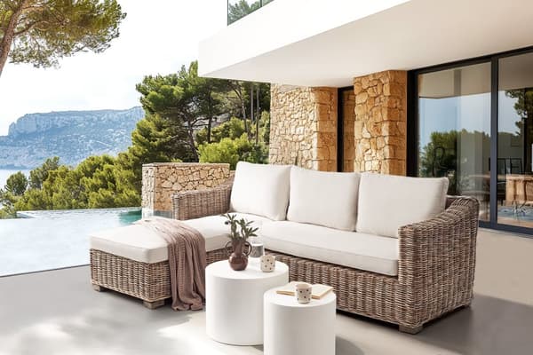 Loungesæt Kubu Grå Rattan 3 Personers Udendørs Hjørnesofa med Chaiselong Moderne Loungemøbler med Sofabord til Terrasse Have Indretning