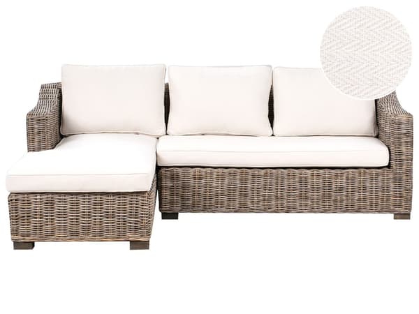 Loungesæt Kubu Grå Rattan 3 Personers Udendørs Hjørnesofa med Chaiselong Moderne Loungemøbler med Sofabord til Terrasse Have Indretning