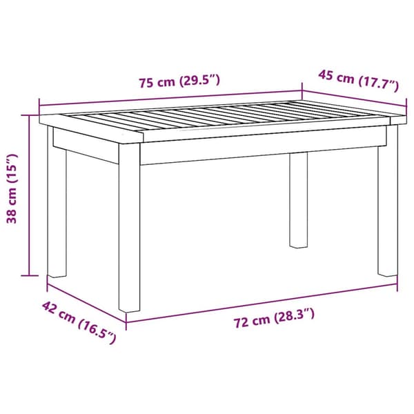 vidaXL M kaffebord 75x40x38 cm Solid Akasietre