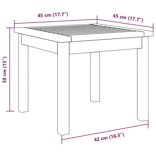 vidaXL Sidebord 45x45x38 cm Massivt Akasietre