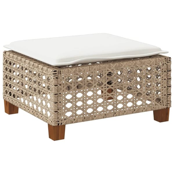 vidaXL Hagekrakk med pute beige 63,5x56x32 cm polyrotting