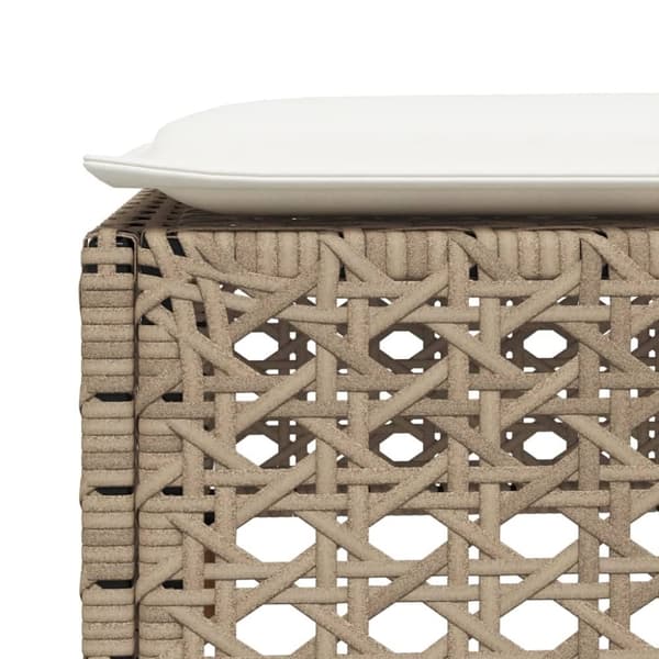 vidaXL Hagekrakk med pute beige 63,5x56x32 cm polyrotting