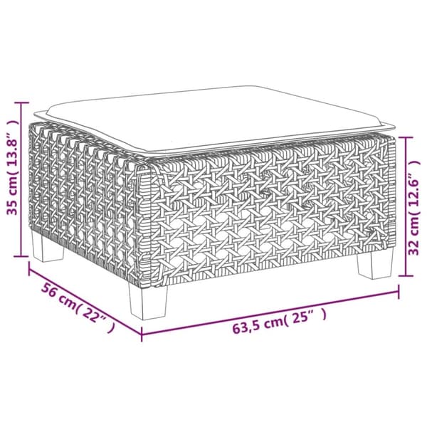 vidaXL Hagekrakk med pute beige 63,5x56x32 cm polyrotting