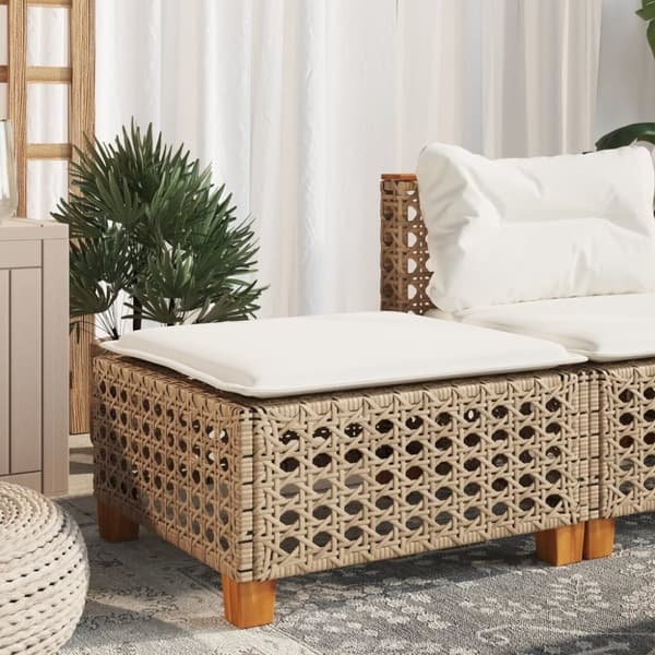vidaXL Hagekrakk med pute beige 63,5x56x32 cm polyrotting