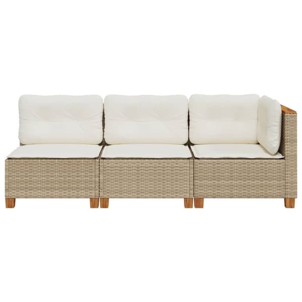 Trädgårdssoffa 3-sits med dynor konstrotting beige