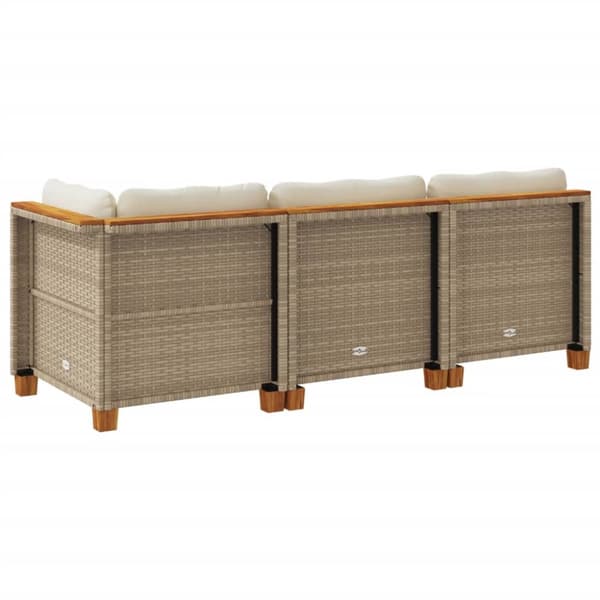 Trädgårdssoffa 3-sits med dynor konstrotting beige