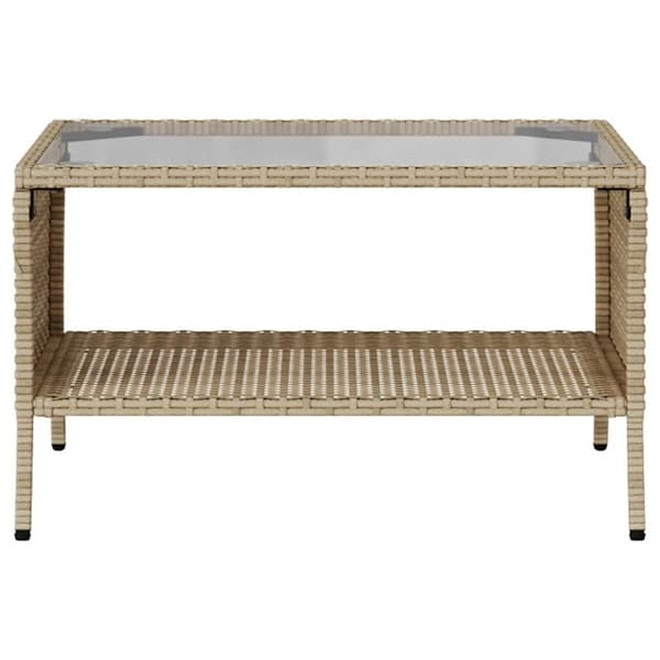 Trädgårdssoffa 2-sits med dynor och bord beige konstrotting