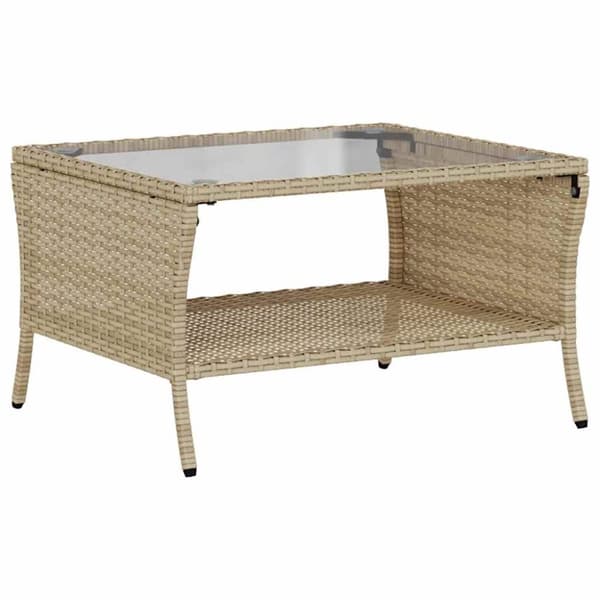 Trädgårdssoffa 2-sits med dynor och bord beige konstrotting