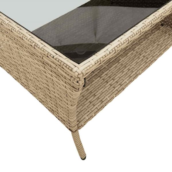 Trädgårdssoffa 2-sits med dynor och bord beige konstrotting