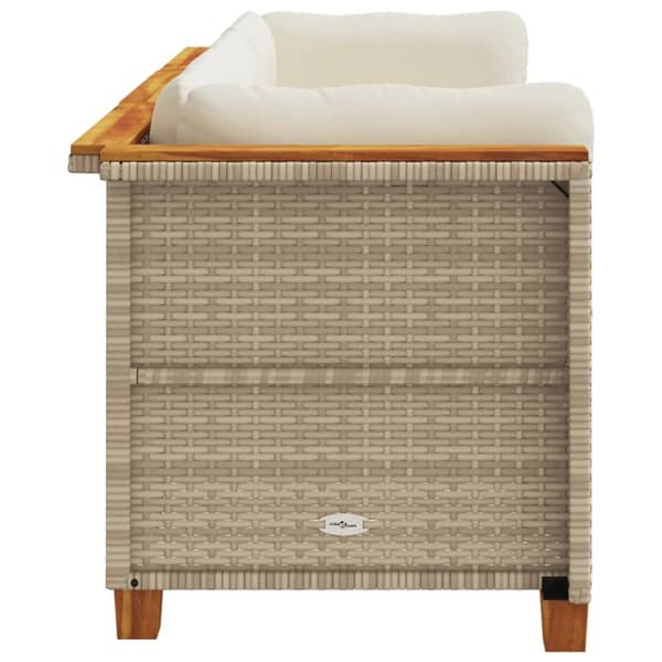 Trädgårdssoffa 3-sits med dynor konstrotting beige