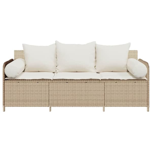 Trädgårdssoffa 3-sits med dynor konstrotting beige