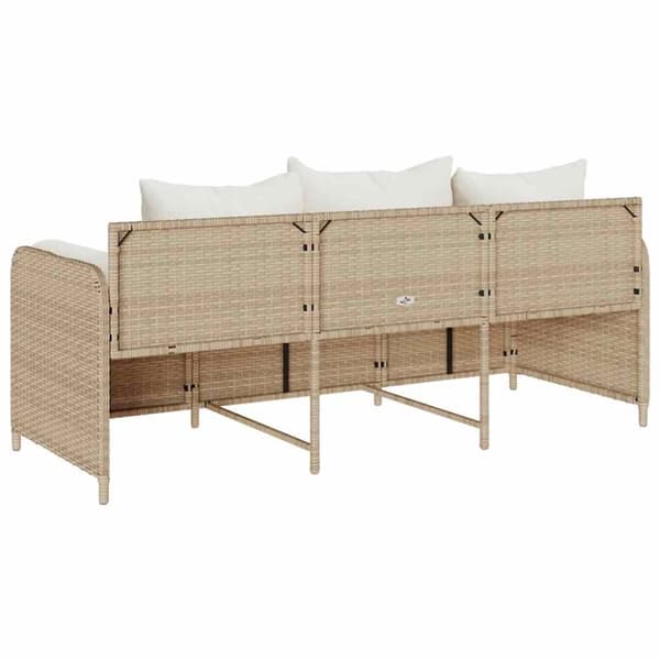 Trädgårdssoffa 3-sits med dynor konstrotting beige