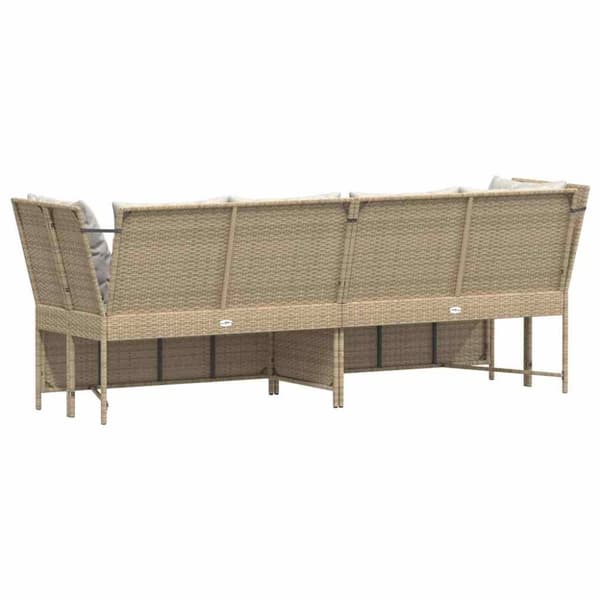 Trädgårdssoffa med dynor beige konstrotting
