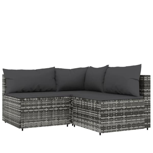 Loungegrupp med dynor 4 delar konstrotting grå