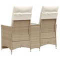 Miniatyrbild 6 av 11: Trädgårdssoffa fällbar 2-sits med bord beige konstrotting