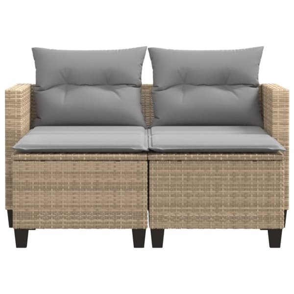 Trädgårdssoffa 2-sits med pallar beige konstrotting