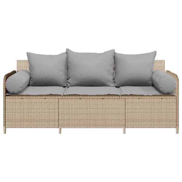 Trädgårdssoffa 3-sits med dynor konstrotting beige