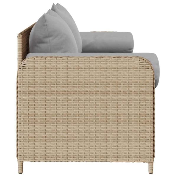 Trädgårdssoffa 3-sits med dynor konstrotting beige