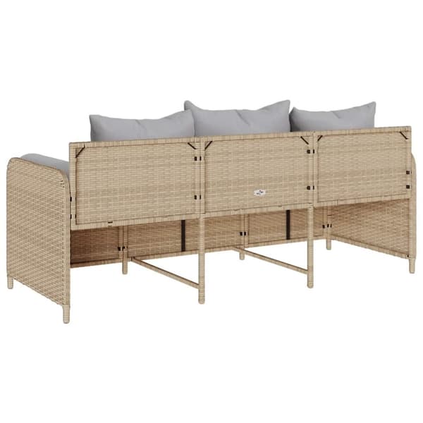 Trädgårdssoffa 3-sits med dynor konstrotting beige