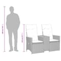 Miniatyrbild 11 av 11: Trädgårdssoffa fällbar 2-sits med bord grå konstrotting